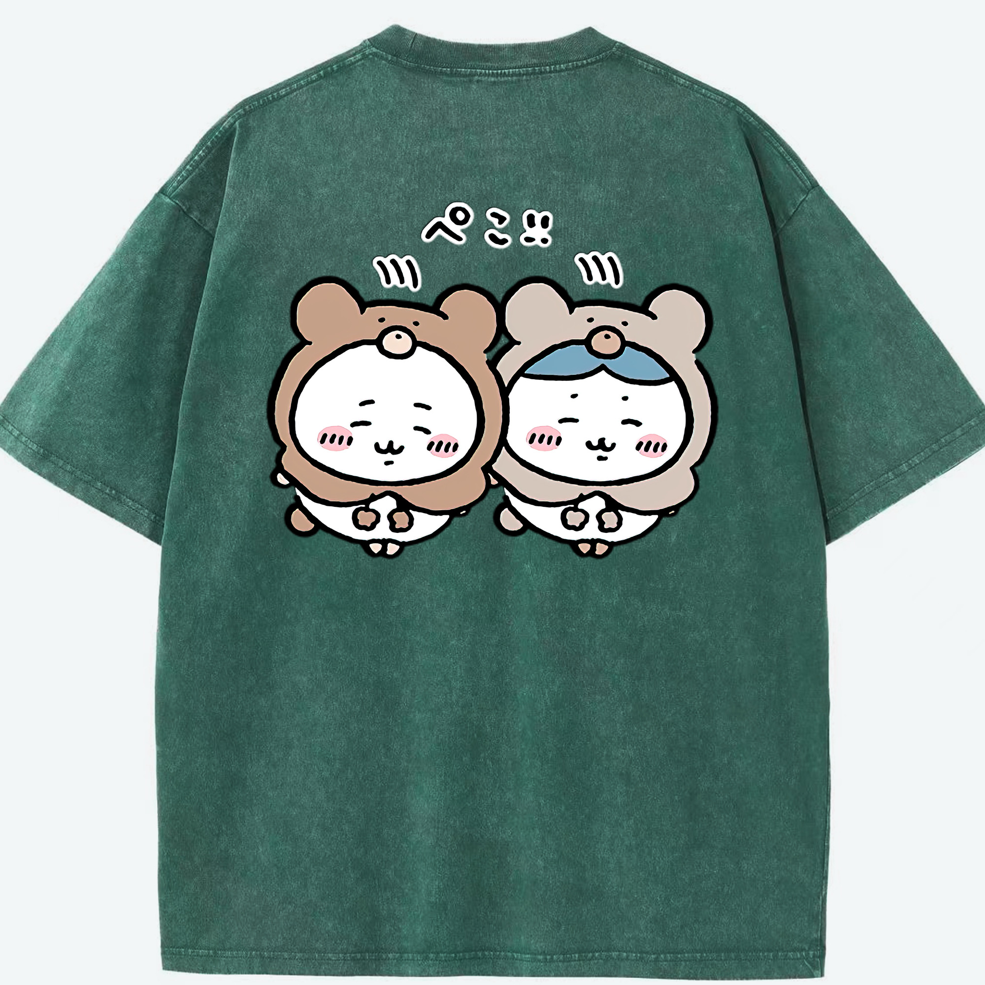 （画像用） ちいかわ ハチワレ Chii-kawa hachiware 綿100% ヴィンテージ風 半袖Tシャツ（背面プリント）